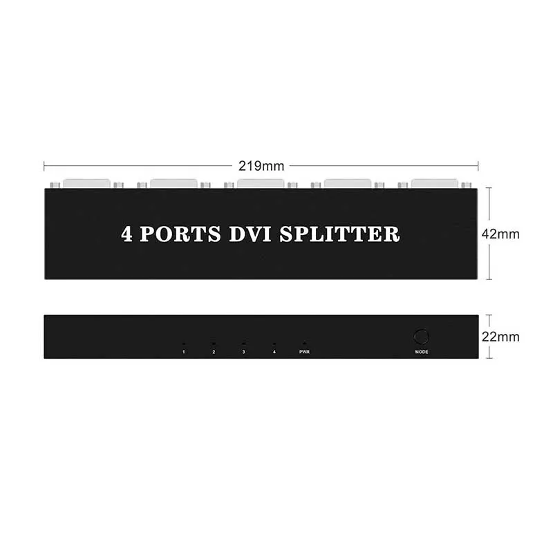 1x2/1x4 Port DVI Splitter 1 in 2 Out/ 1 in 4 Out Split Video Signal to 2 /4 Displays with eu or us or uk au power adapter