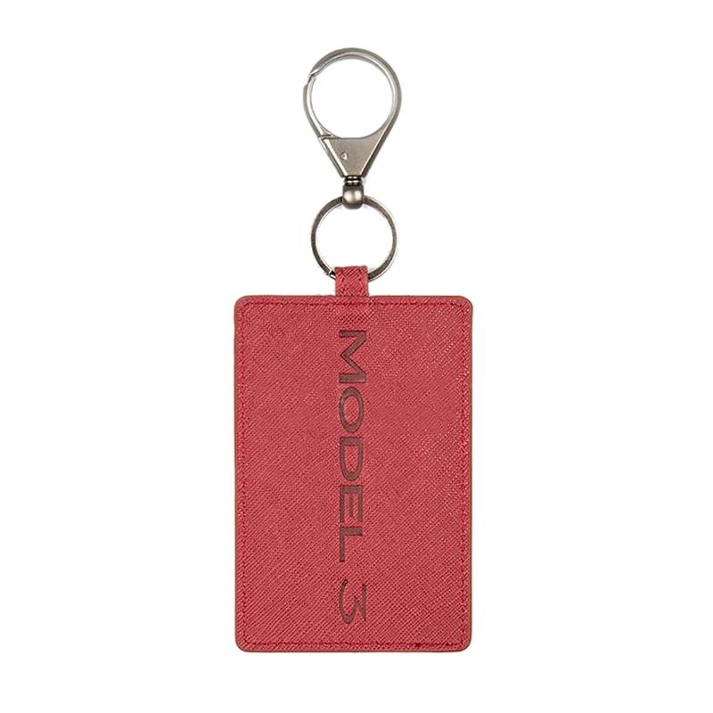 Key Card Holder For Tesla Model 3, Anti-Dust Light Leather With Keychain For Tesla Model 3 Accessories - Цвет: Red