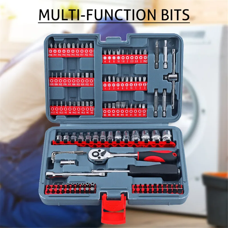 

126Pcs Car Ratchet Wrench Socket Set Chrome Vanadium Steel For Auto Motorcycle Repair With Plastic Storage Case Hand Tool Sets