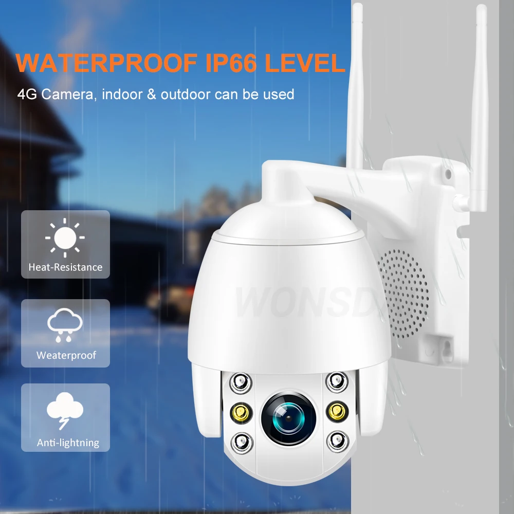 Камера Wonsdar для sim карт Wi Fi 3G 4G скоростная купольная ip камера 1080P PTZ 5 кратный зум