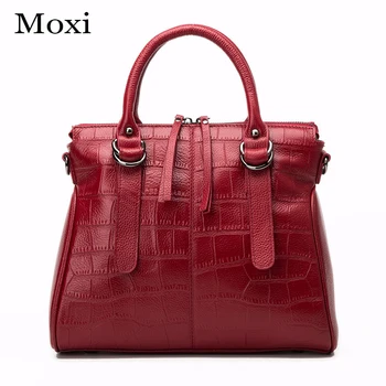 

Women Handbags Genuine Leather Female Messenger Bags Alligator Pattern Party Package Ladies Real Cowskin Travel Bag