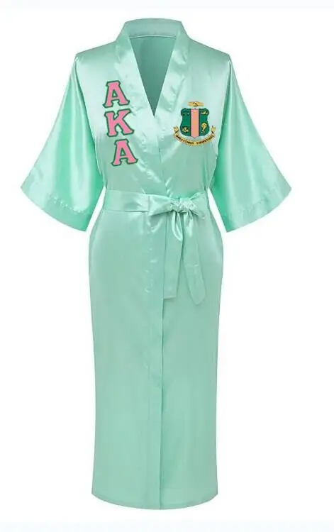 Шелковый банный халат Sorority Fraternity греческий AKA кружевной Атласный SGR|Халаты| |