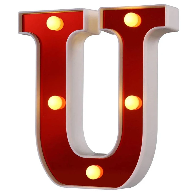 Красная Пластиковая буква светодиодный ночник Marquee знак Алфавит лампы для дома клуба наружные вечерние свадебные украшения дома GQ - Цвет: U