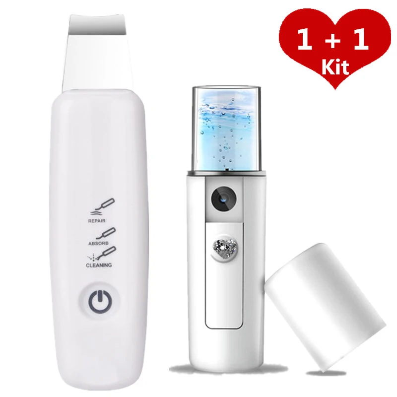 

Ultrasonic Skin Scrubber Skin Peeling Extractor Facial Deep Cleaning Beauty Device + Skin Care Rejuvenation Nano Face Steamer 35