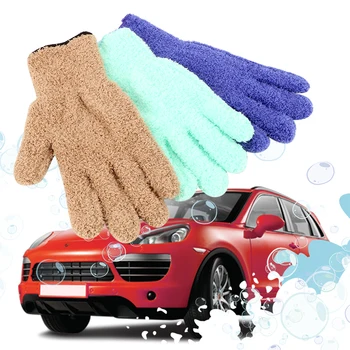 

LEEPEE 1 Piece Coral Velvet Knitted Washing Gloves Microfiber Car Wash Gloves Cleaning Tool Car Detailing Dust Removal Gloves