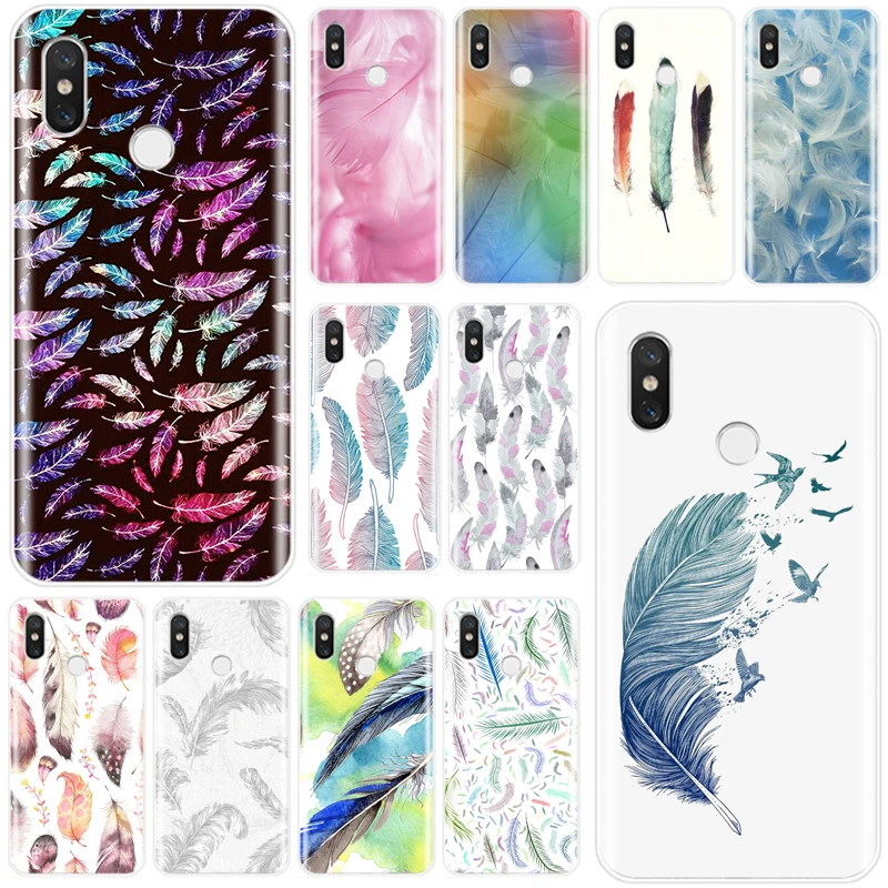 Модный чехол с перьями из ТПУ для телефона xiaomi 4 4S 5 5S PLUS 5C 6 6X 8 8Pro 8SE 8lite 9 9SE MAX 2 3 |