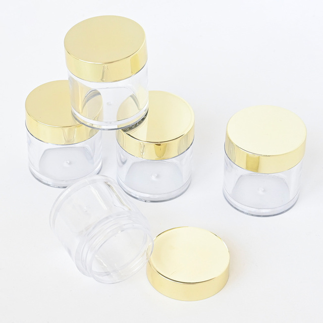 Pot Pet empty powder box 10ml empty cosmetic jar With Gold Cap x10g clear-sided jars with gold cover&*&