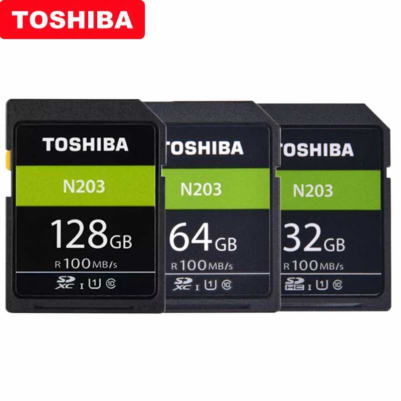 Оригинальная высокоскоростная карта памяти TOSHIBA SD N203 32G 64G 128G C10 поддержка sd-карт Full HD для съемки цифровых зеркальных фотокамер Canon Nikon