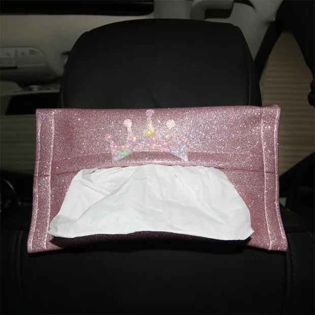 Bling PU кожаный автостайлинг коробка для салфеток Алмазная Хрустальная корона автоматическая коробка для салфеток - Название цвета: 05