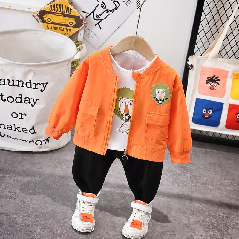 

Childrenswear 2020 Spring And Autumn New Style Korean-style Boy's Cartoon Lion Casual Long-sleeved Sweater Zip-up Shirt Coat Thr