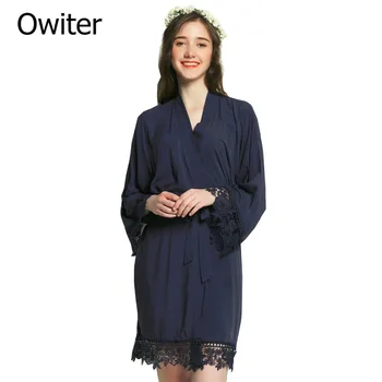 

Bridesmaid Robes Rayon Cotton Lace Robes Bride Robes Kimono Bridal Robes Bride Women Wedding Robe Bathrobe Bride Sleepwear Blue