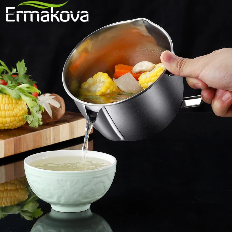 

ERMAKOVA 304 stainless steel filter oil pot oil filter spoon bowl drink soup oil separator household oil separation kitchen tool
