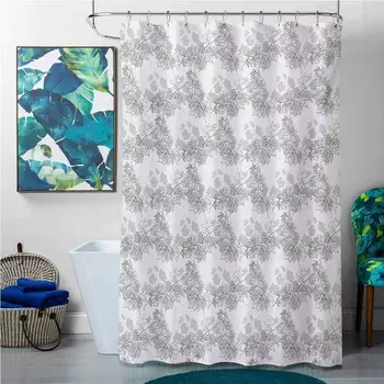 

Shower Curtains Designer Grey,Spherical Disc Shaped Internal Pitch Bowls Spiral Mesh Hoop Concept Design Print,White