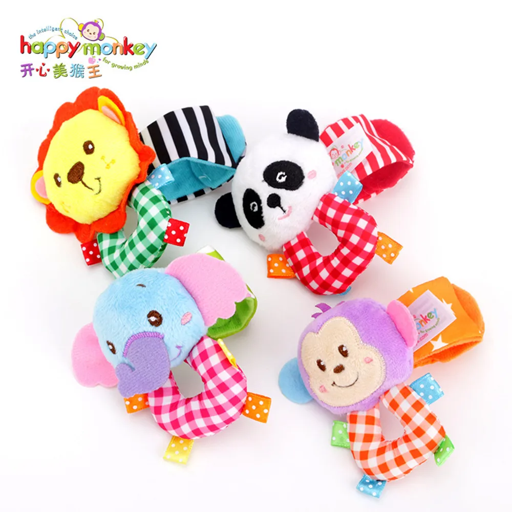 

Baby Wrist Ring Bell Toy Soft Plush Elephant Crib Rattle Ring Animal Shape Infant Early Educational Doll
