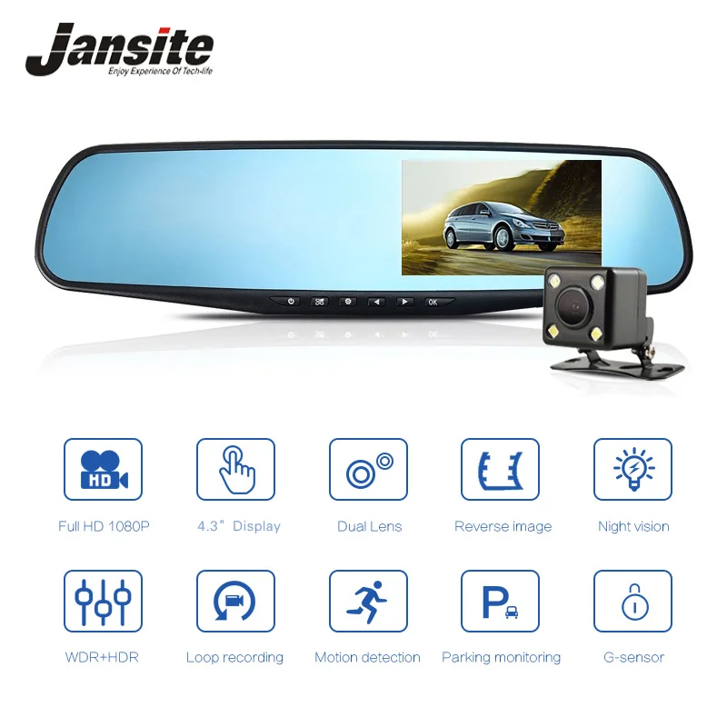 Видеорегистратор Jansite для автомобилей авторегистратор DVR с камерой Full HD 1080P и