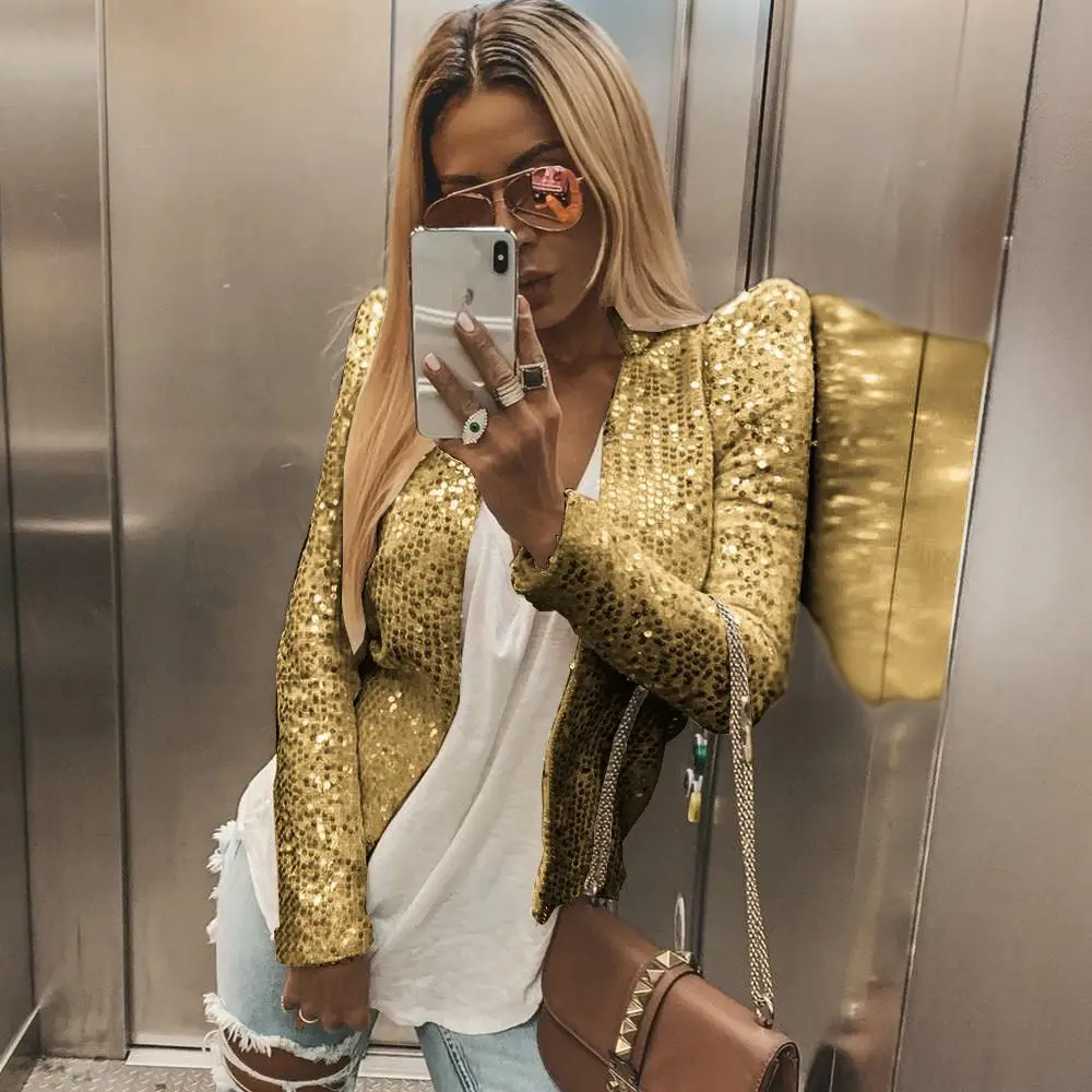 Greatest  Women Sexy Style Jackets Slim Type Full Sleeve Length Open Stitch Closure Type Solid Pattern None C