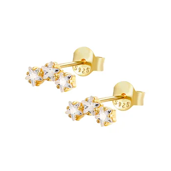 

S925 Sterling Silver Geometric Star Diamond Earrings Light Luxury Personality Creative Wild Ins Wind Earrings Earrings