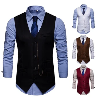 

ZOGAA Men Blazer Vests Jacket Slim Fit Suit Vest Male Casual Sleeveless Waistcoat Gilet Homme Formal Business Jacket Vest 2019