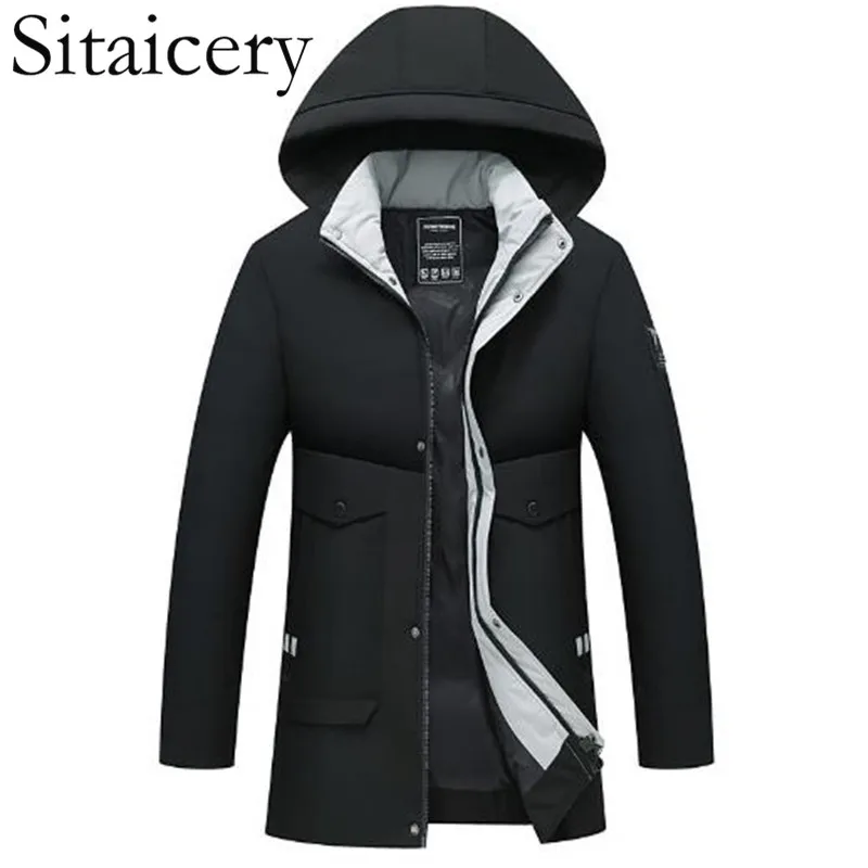 Sitaicery модная зимняя куртка мужская повседневная верхняя одежда куртки на молнии Мужская ветрозащитная парка с воротником плюс размер 5XL теплое пальто оптом