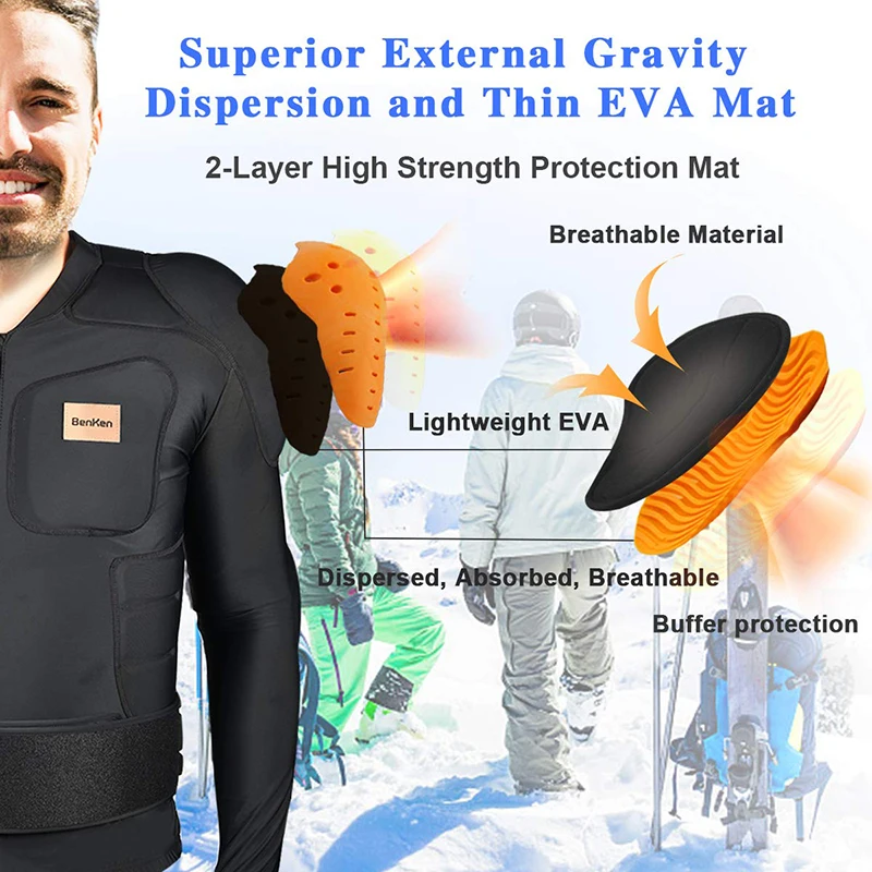 BenKen Skiing Anti-Collision Sports Shirts Ultra Light Protective Gear Outdoor Sports Anti-Collision Armor Spine Back Protector BenKen Skiing Anti-Collision Sports Shirts Ultra Light Protective Gear Outdoor Sports Anti-Collision Armor Spine Back Protector