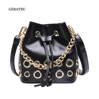 

2020 Fashion Female Diagonal Bag Chain New Ladies Shoulder Bag Unique Women Bucket Bag Small Tether Simple Black