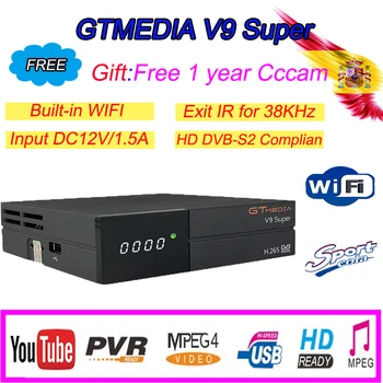 

Original GTMEDIA V9 Super DVB-S2 Satellite Decoder Full HD YouTube DC12V/1.5A 1080P Support Europe Cccam Same freesat V8 Nova