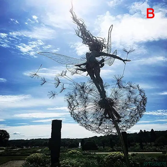 Kertészeti Dekorációk Tündér És Pitypang Fémkert Gyep Táj Szobor Elf Kerti Fém Kézműves - Image 3