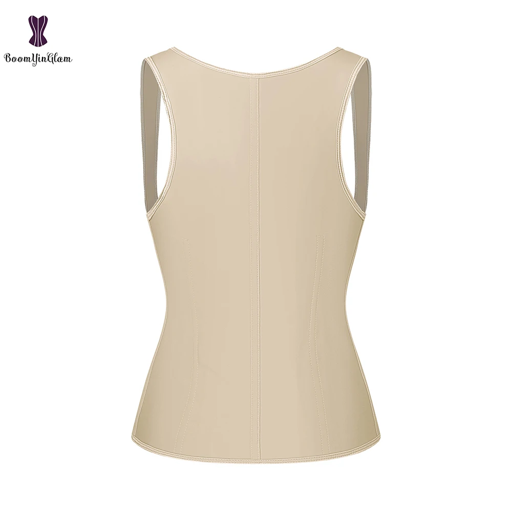 Latex Vest Corset Waist Trainer 3 Hooks Bustier 9 Steel Bone Gorset Plus Size Black Beige Korset Corselet #888