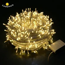 Открытый светодиодные гирлянды 10/20/30/50/100 м Водонепроницаемый светодиодная Праздничная гирлянда из полосы лампы бусины Свадебные украшения Рождественская елка год садовый декор