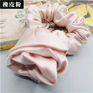 Pink Модные женские милые розовые одноцветные резинки для волос из чистого шелка, милые резинки для волос - Цвет: Pink