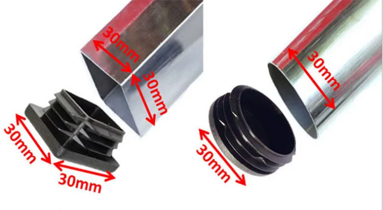 10pcs Plastic Square Pipe Plugs anti-slip chair leg cap table feet decor cover Scratch floor Protector Pads Furniture Leveller