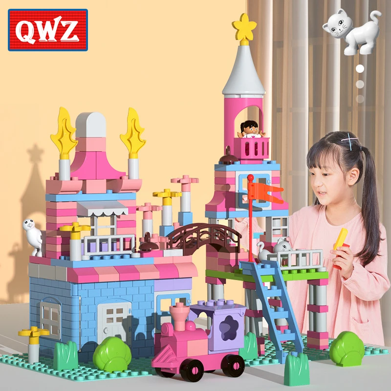 

New 174Pcs Girls Princess Castle Building Blocks Sets Compatible Duploed Bricks Assembly Friends DIY Bricks Toys for Kids Gifts