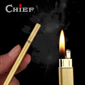 

Original copper kerosene lighter Small ultra thin mini portable open fire retro grinding wheel kerosene cigarette lighter
