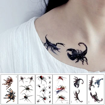 

1pcs Waterproof Temporary Tattoo Sticker 3D spider Halloween tattoo Transfer flash tatoo fake tattoo for men women