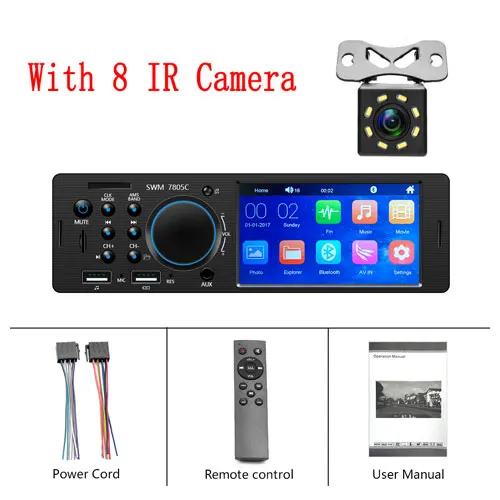 With 8 LED Camera Мультимедийный MP3 MP5 плеер 4," дюймов 1 Din автомобильное радио FM Авто Радио Bluetooth автомобильный стерео аудио пульт дистанционного управления с USB 12 В - Цвет: With 8 LED Camera