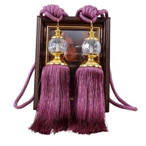 Dark Purple 1 пара штор подхваты евро искусственный кристалл кисточки бахрома занавес подхваты веревка занавес держатели пряжки украшения дома аксессуары - Цвет: Dark Purple