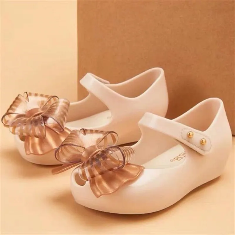 Mini Melissa/Новинка года; летняя прозрачная обувь для девочек; Новая модная обувь с большим бантом; конфеты обувь; пляжные сандалии; обувь принцессы из ПВХ