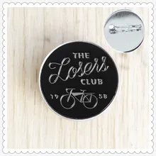 Inward lonely loser club convex round glass pin autism badge
