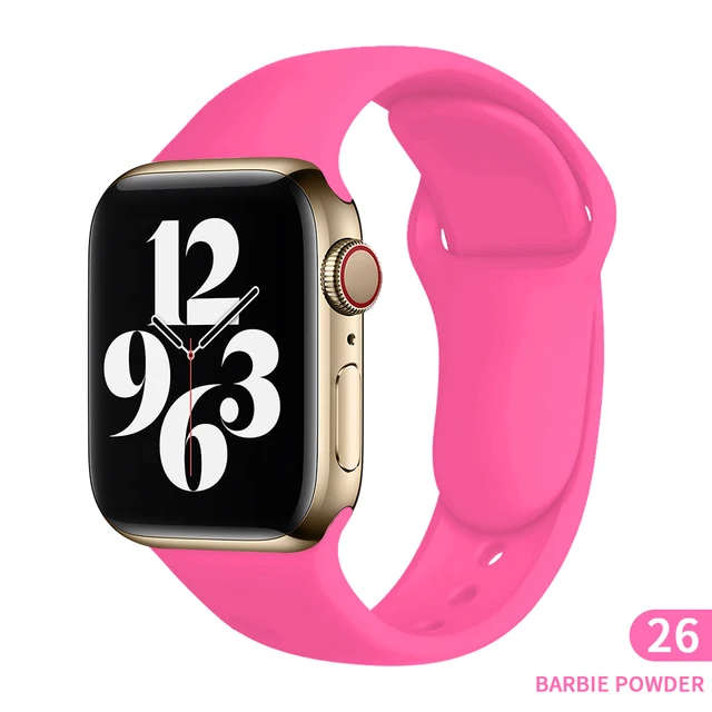Soft Silicone Sport Band for Apple Watch SE 7 Series 44MM 40MM rubber Watchband Strap on smart iWatch 654321 42MM 38MM bracelet Barbie powder