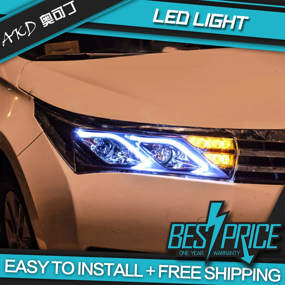 AKD Автомобильные фары для Toyota Corolla 2014 2016 светодиодный ходовые огни Bi Xenon Beam