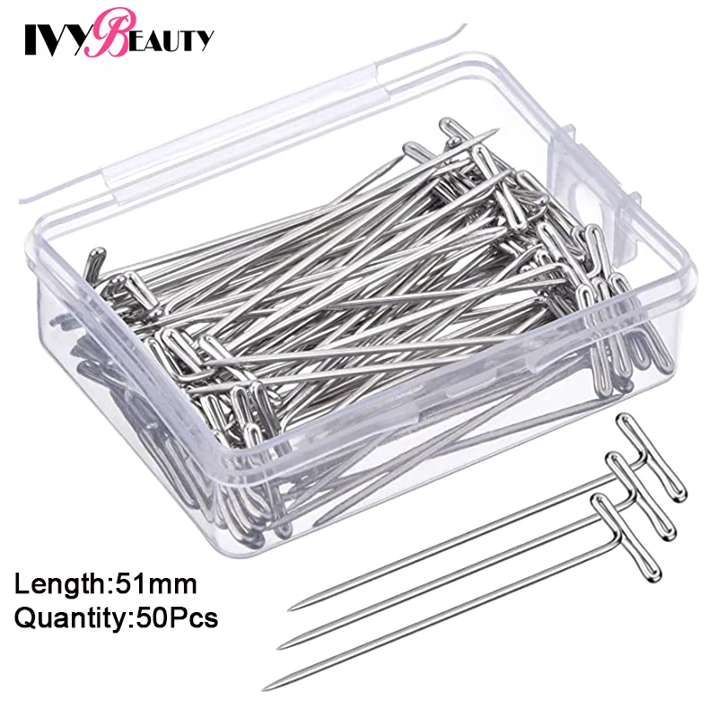 Long Wig Tpins 50pcs Silver Sewing Hair Needles Styling Tools For