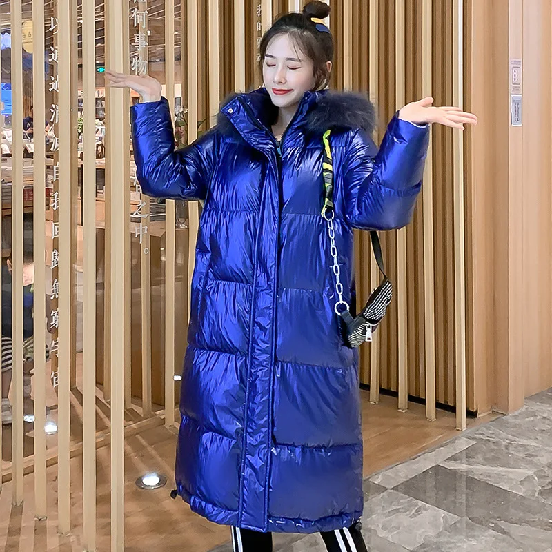 

2019 Winter New Style Thick Fur Collar Long Cotton Coat Large Size Large GIRL'S WOMEN'S Coat