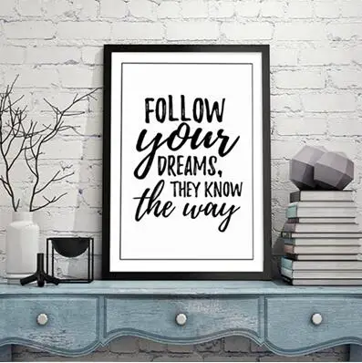 Follow Your Dreams Art Print Poster Inspirational Quote Canvas Painting Wall Pictures Home Decor for Room No Frame | Дом и сад