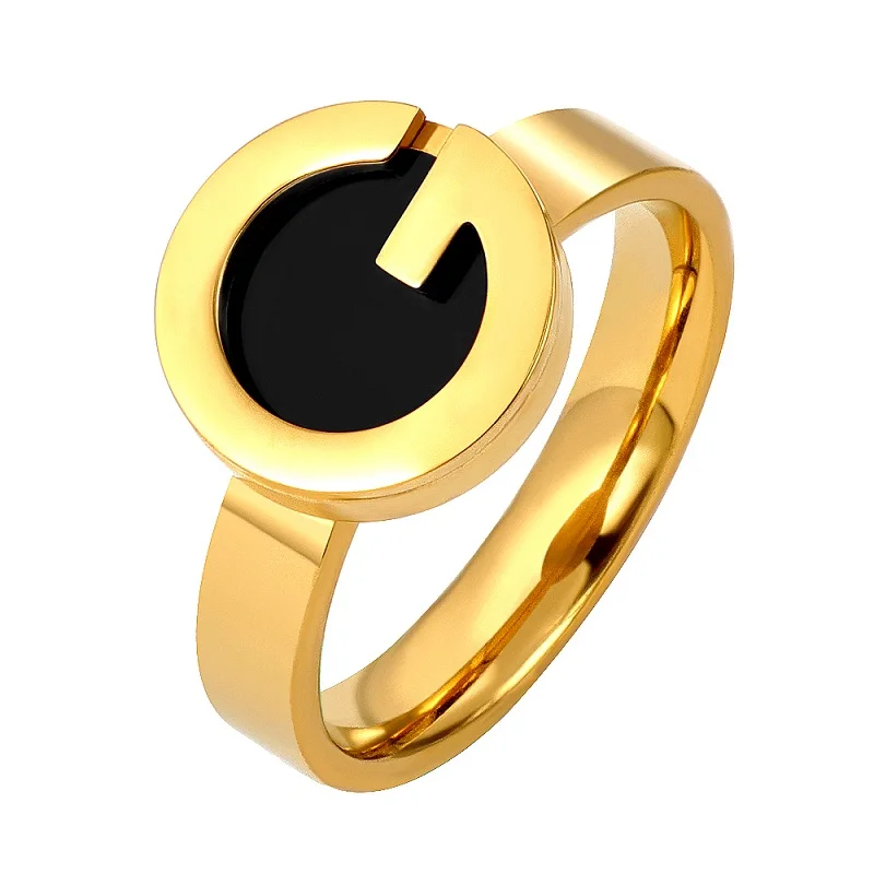 Модное женское кольцо с буквой G и узором черные белые красные кольца из смолы