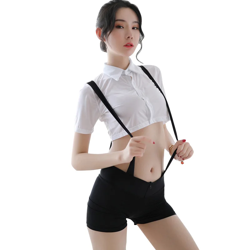 

Women's sexy underwear uniform temptation secretary suit for Siamese student wear strap shorts sexy underwear set