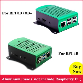 

For Raspberry Pi 4 Aluminum Case Green Metal Box Shell Enclosure for Raspberry Pi 3 Model B 3 B+