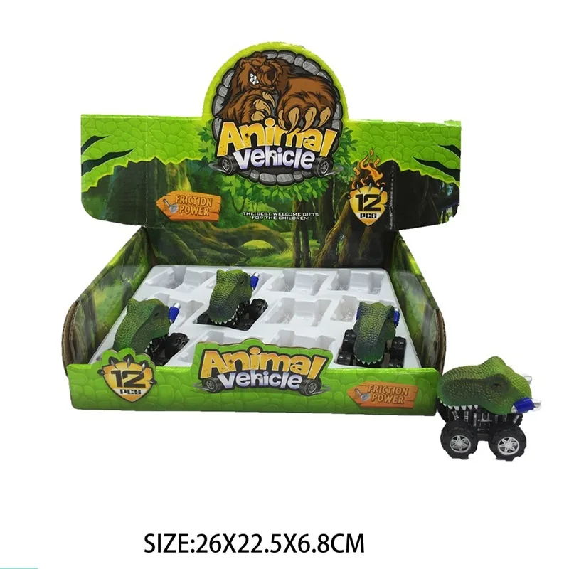 

Cartoon Warrior Dinosaur Model car t-Rex Dinosaur Head Inertia Car Hot Sales Animal Small Toy Car