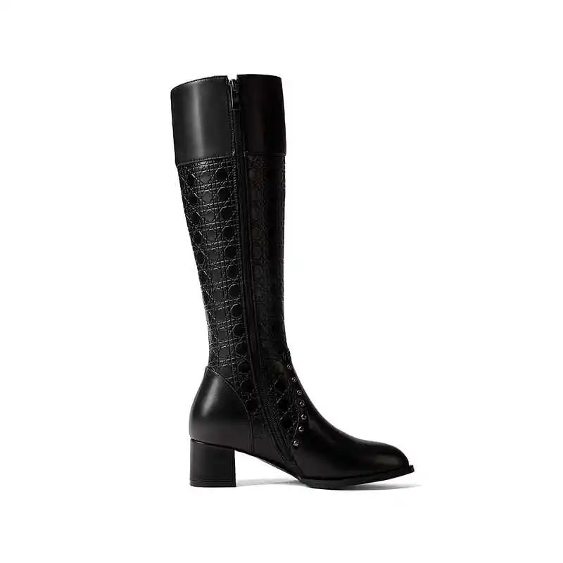 ASUMER/большие размеры 34-45; модные ботинки из искусственной кожи и коровьей кожи; женские ботинки с круглым носком на молнии; сезон осень-зима; сапоги до колена на высоком квадратном каблуке