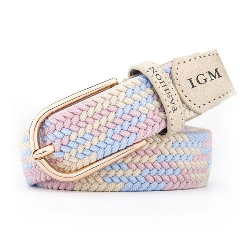 Western Candy Colour Elastic Gold Plated Pin Buckle Canvas Women Belt Fashion Jeans Joker Enlength | Аксессуары для одежды