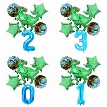

6pcs Big Dinosaur Foil Balloons 40inch Green Number Balloons Dinosaur Party Dino Theme Birthday Jungle Party Decoration Globos